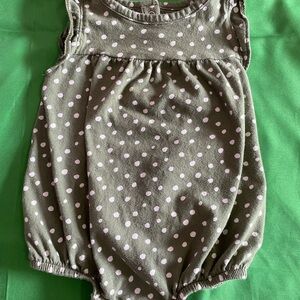 Green Polka Dot Baby Romper